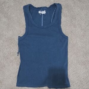 We The Free Teal Ribbed Scoop Tank